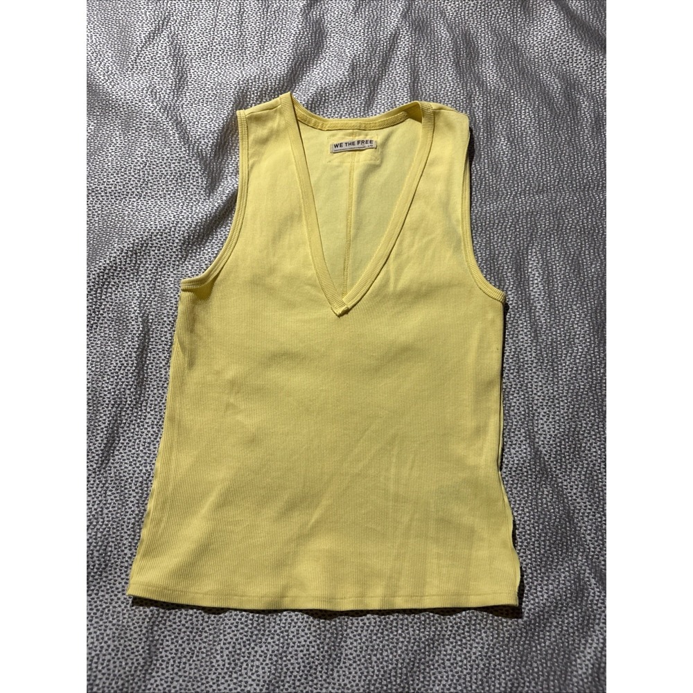 We The Free Neria Tank Yellow Sexy Low Cut V-Neck Large